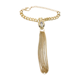 New Women Gold Fashion Bracelet Metal Hand Chain Wrist Slave Ring Bling Snake Head